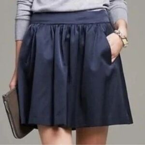 Banana Republic Navy Satin Jacquard Skirt